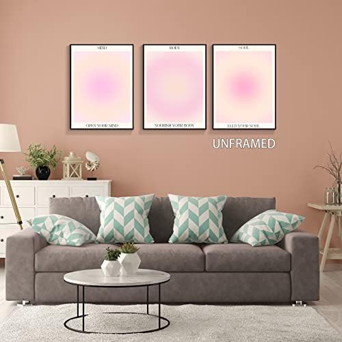 3 Piece Pink Gradient Aura Spiritual Canvas Wall Art Trippy Positive - Image 5
