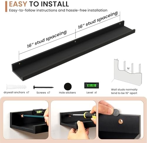 Dreamland Picture Ledge Shelf for Wall, Floating Shelves Set of 2, 36 Inch Long - Image 4