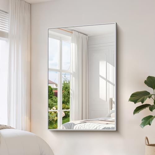 YIROMAN Bathroom Mirror 55"x36", Large Brushed Silver Bathroom Mirror - Image 3