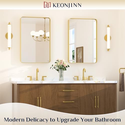 Keonjinn 20 x 30 Inch Gold Bathroom Mirrors - Image 2