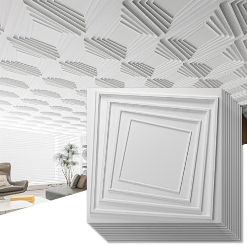 Art3dwallpanels 12 Pack Ceiling Tiles by Art3dwallpanels