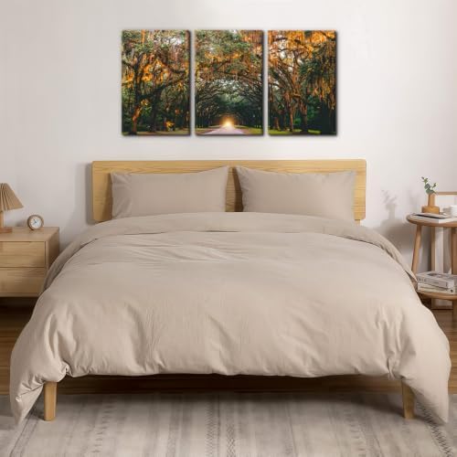 Pacimo 3 Pieces Autumn Landscape Wall Art Decor Fall Orange Hanging Tree Canopy - Image 4