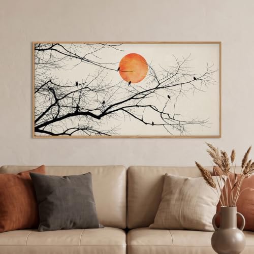 Large Vintage Tree Branch Framed Canvas Wall Art Set-40"x20"x1 by Celestdeco