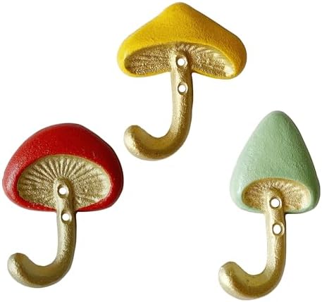 Rustic Mushroom-Shaped Decorative Wall Hook Rack Hangers by Zorues