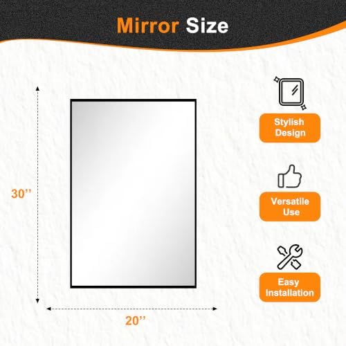Delma Bathroom Vanity Mirror, 30x20 Black Metal Framed Mirror - Image 2
