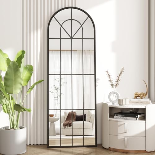 Dewfig Arched Windowpane Floor Mirror - Image 7