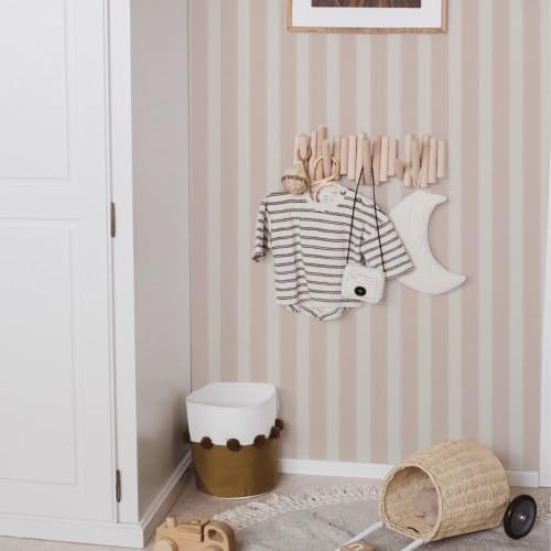 Pink and White Cream Striped Wallpaper Peel and Stick Girls Nursery - Image 2
