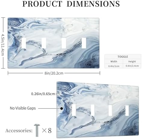 Light Switch Covers Blue Marble Pattern Quad Toggle 4 Gang Wall Plate - Image 5
