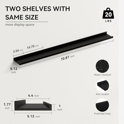 Boswillon Floating Shelves Set of 2, Long Wall Shelf - Image 3