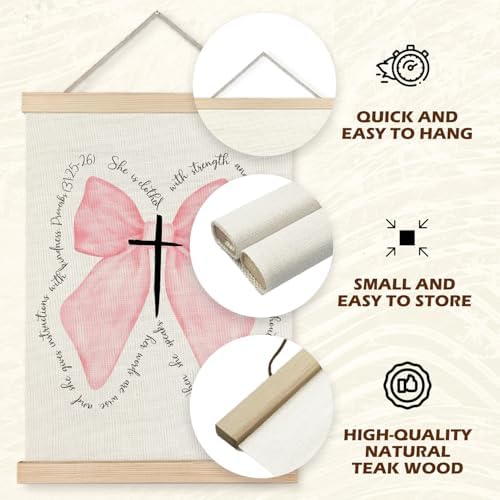 Supwhd Pink Bow Coquette Christian Wall Decor - Image 5