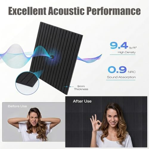 Acoustic Wall Panels 24x24 Inch 12pack Decorative Peel and Stick Wall Tiles - Image 3