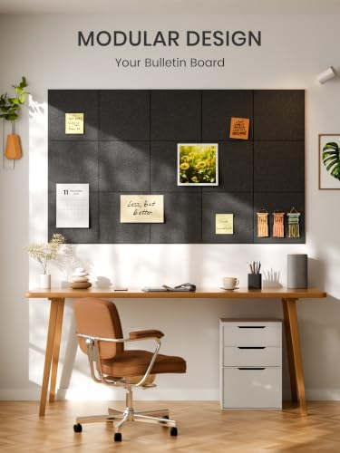 Bumusty 48"x 36" Large Felt Bulletin Board Tiles, Charcoal Gray - Image 7