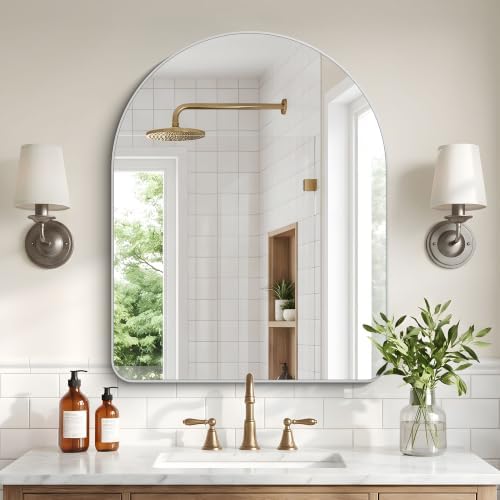 FORBATH Arched Bathroom Mirror 24x30 Inch, Hanging or Leaning Against Wall by AvaMalis