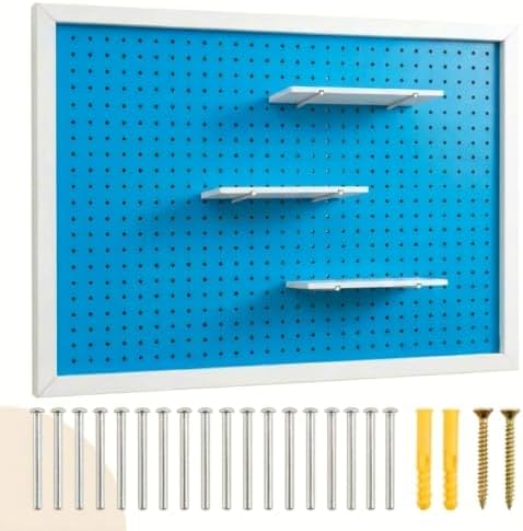 Weysat 36 x 24 Inch Framed Wood Pegboard Wall Organizer, Large Blue Decorative by Weysat