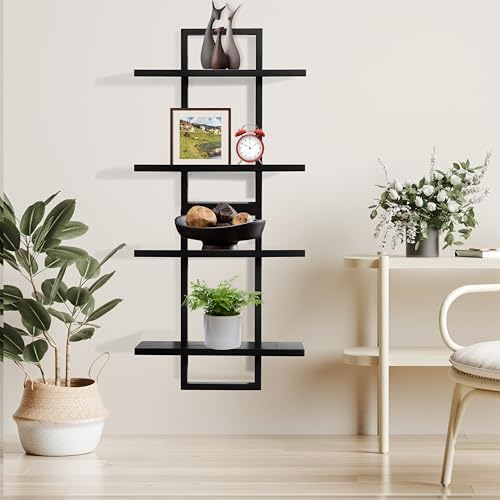 Floating Shelves for Wall, Decorative Wall Shelves Black, Plants Shelf Framed - Image 2