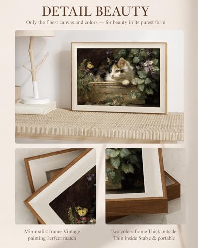 VIYYIEA Framed Calico Kitten Butterfly Wall Art - Image 6