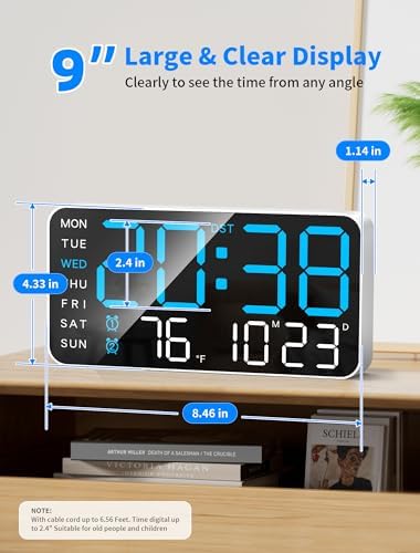 MASHI 8.4" Digital Clock, Desk Alarm Clock - Image 3