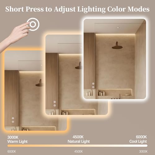 Niccy Rectangle LED Bathroom Mirrors, Backlit Vanity Wall Mirror - Image 6