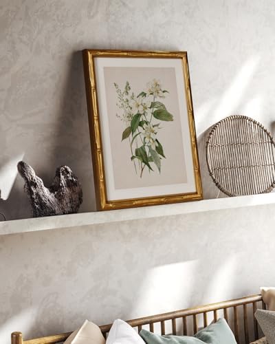 InSimSea Gold Bamboo Framed Wall Art, Neutral Floral Botanical Print - Image 4