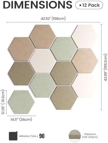 Fluxynara Extra Large 12-Pack Felt Bulletin Board Tiles, Linen Dusk - Image 2