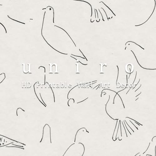 uniro Vintage Animal Drawing Birds Line Art Sketch Pigeon Wall Art Pencil Dove - Image 7
