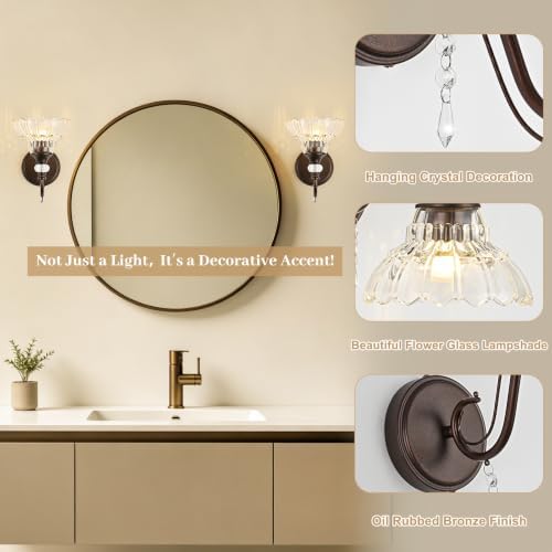 1 Piece Oil Rubbed Bronze Finish Wall Sconce, 1-Light Modern Wall Sconce - Image 4
