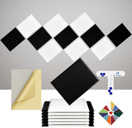 12 Pack Self-Adhesive Acoustic Panels, 2nd Generation Sound Absorbing Panel by DEXMOKO