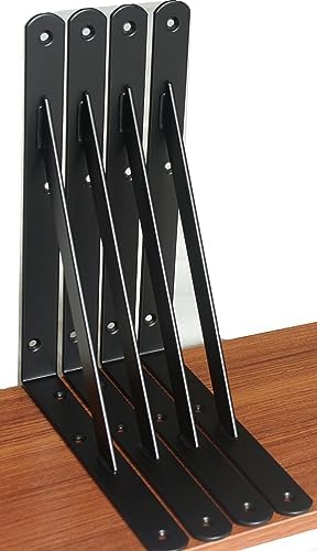 4 Pack L10 x H 8" Black Heavy Duty Shelf Brackets by MHMYDZ