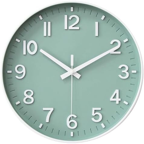 HZDHCLH 8 Inch Wall Clock Battery Operated Silent Non Ticking Green Modern by HZDHCLH