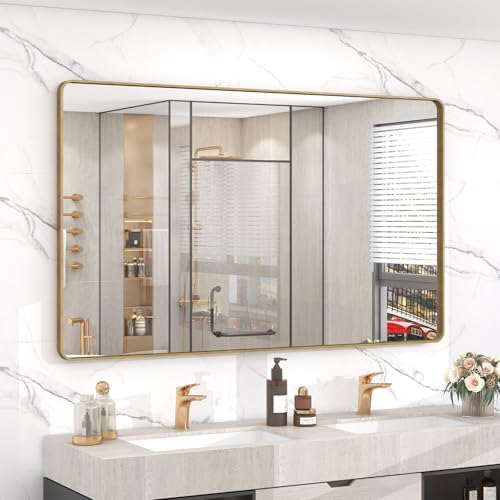 48x30 Inch Gold Bathroom Mirror by CHARMOR