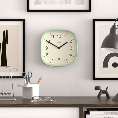 JONES CLOCKS® Sprite wall Clock | Modern Square Clock | 10" | Mint Green - Image 3