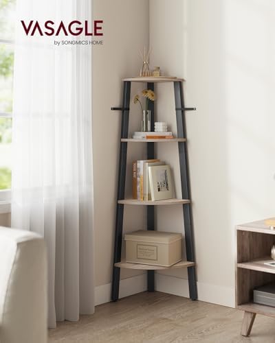 VASAGLE 4-Tier Corner Shelf Stand, Modern Ladder Shelf - Image 2