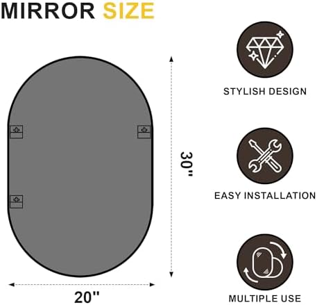Black Oval Bathroom Mirror for Over Sink, 2 Pack 24"x36" Wall Mirror - Image 2