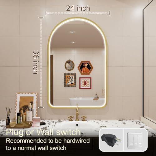 24"x36" Gold LED Bathroom Mirror - Image 6