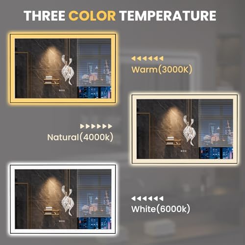 LOAAO 55"X36" LED Bathroom Mirror Black Framed - Image 6