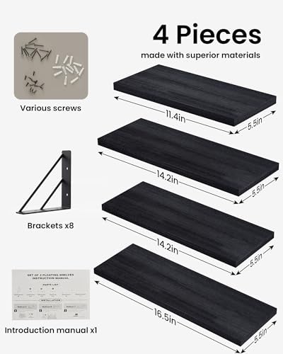 BAYKA Wall Mounted Black Floating Shelves - Image 4