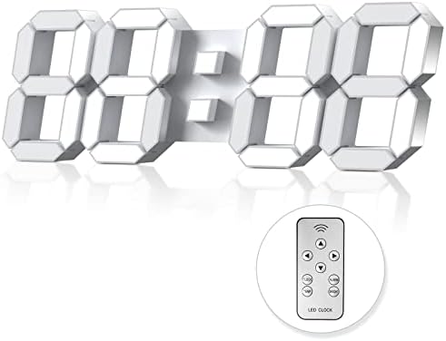 15" 3D LED Digital Wall Clock, Large Decor Wall Clock by HOME