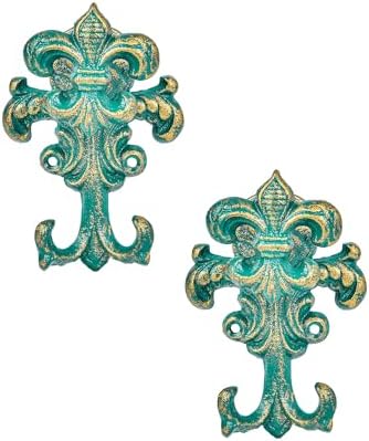 Sungmor Cast Iron Wall Hooks, 2 Pack Antique Green Coat Hooks by Sungmor