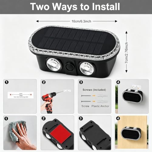 Solar Wall Lights, 3 Modes 12H Up & Down LED Fence Lights - Image 6