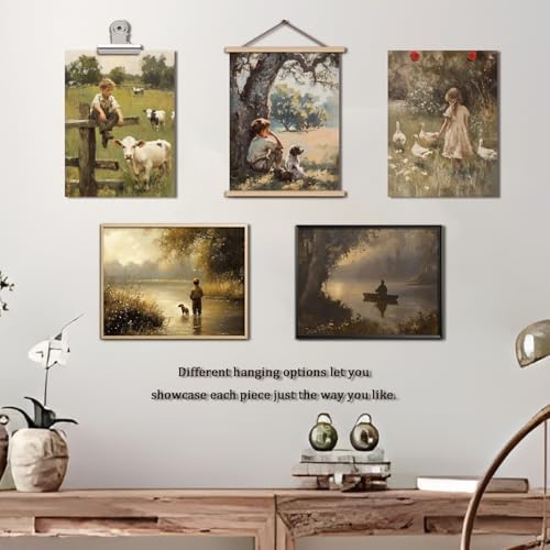 Vintage Countryside Wall Art Set of 6, Unframed Canvas Prints Rustic Farmhouse - Image 4