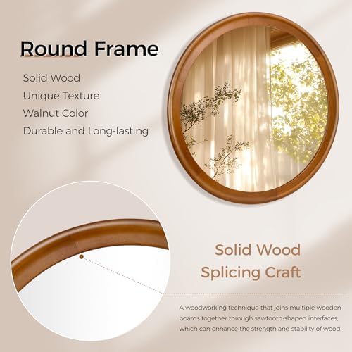 Round Wood Mirror for Wall, 36 Inch Circle Decorative Mirror - Image 7