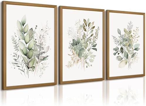 Joocrise Wooden Frame Watercolor Botanical Wall Art Boho Floral Canvas Wall by Unknown