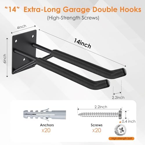 14" Garage Hooks Heavy Duty 2-Pack - Image 2