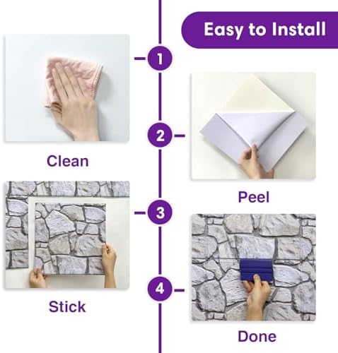 3D Peel and Stick Faux Stone Wall Panels 11.8" x 11.8" 10-Pack - Image 6