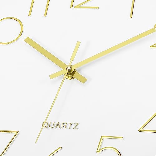 Lumuasky Gold Wall Clock 12 Inch Silent Non-Ticking Battery Operated Round - Image 4