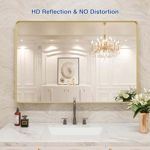 WEER Gold Bathroom Vanity Mirror 48X30 Inch - Image 2