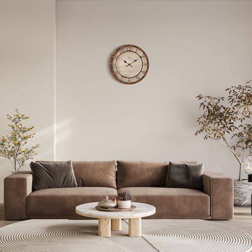 Lafocuse 12 Inch Brown Kitchen Farmhouse Wall Clocks Battery Operated - Image 4