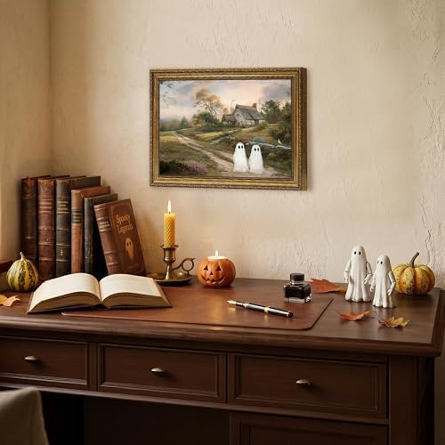 Halloween Vintage Ghost in Countryside Landscape Canvas Wall Art 16x24 in - Image 4