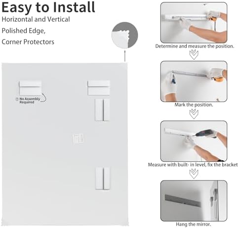 Mirrorons Beveled Mirror 24x32 Frameless Bathroom Wall Mirror Shatterproof - Image 5