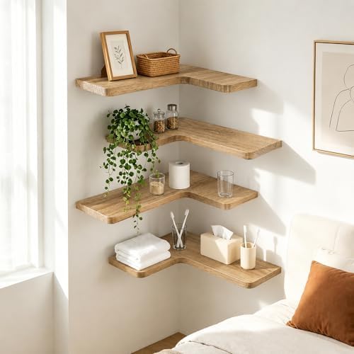 Solid Wood Corner Floating Shelves - Image 6